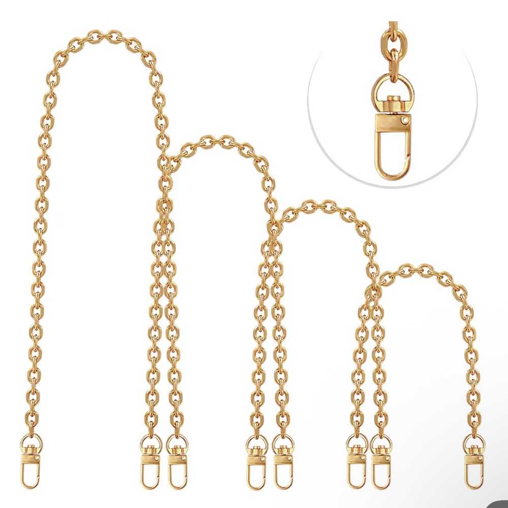 🆕 4 Pcs Different Size Purse 15.7/23.6/31.5/47.2 Inches-O chain 0.28 Inch, Gold)